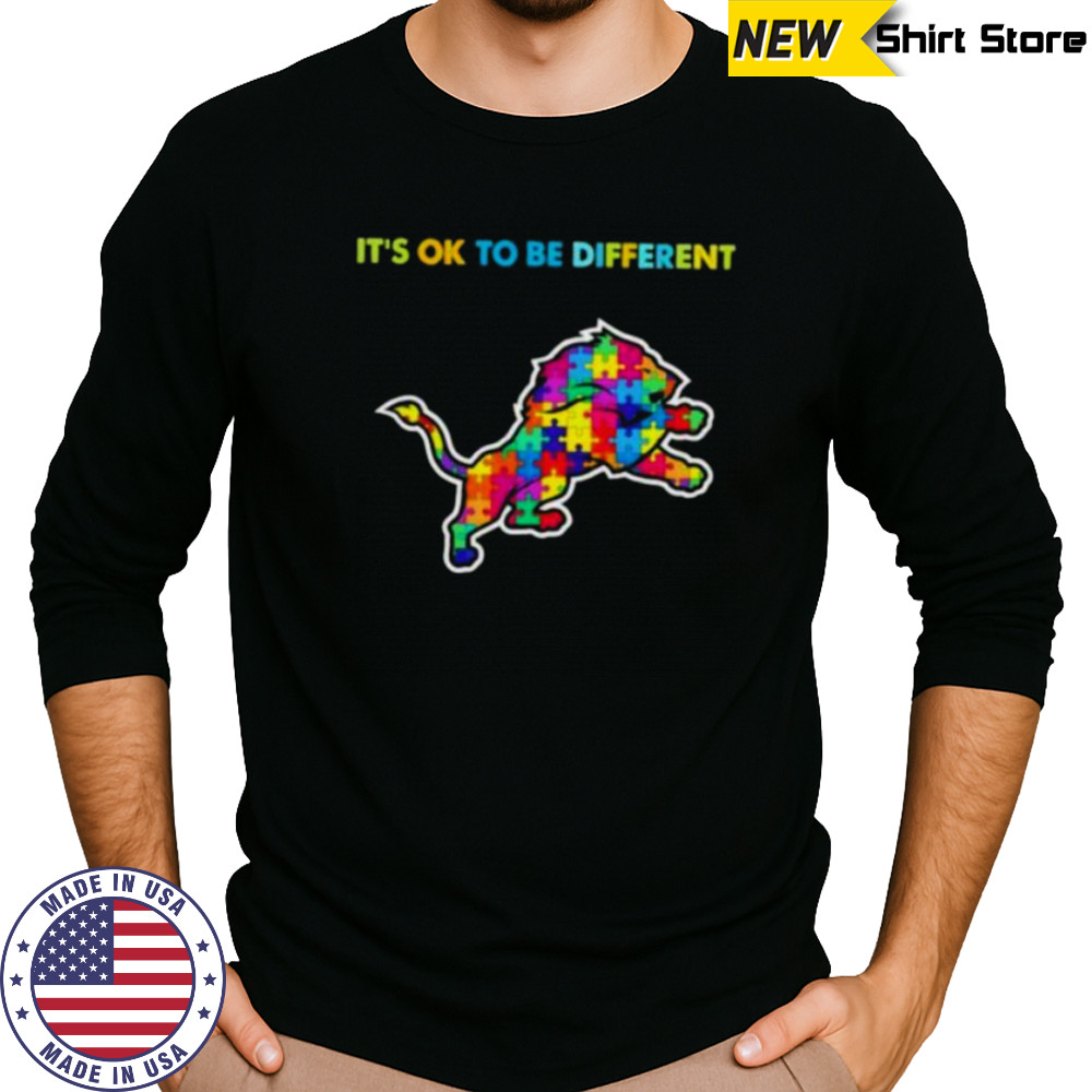 Detroit Lions Autism Awareness It’s ok to be different Shirt Long Sleeved