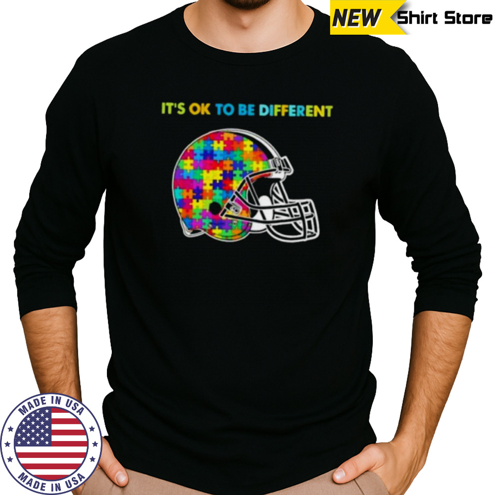 Football Helmet Autism awareness It’s ok to be different Shirt Long Sleeved
