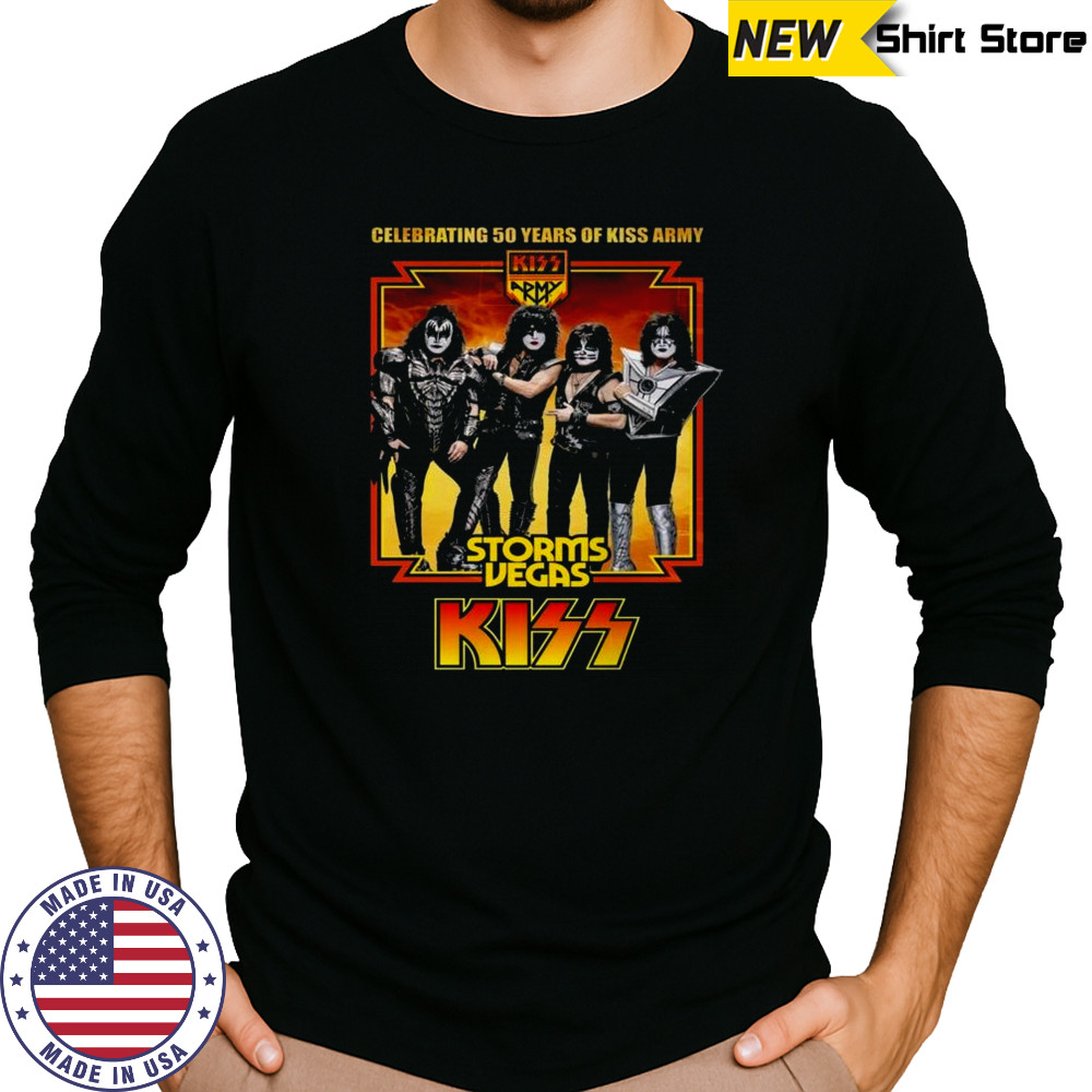 KISS Celebrating 50 Years Of Kiss Army Storms Vegas Shirt Long Sleeved