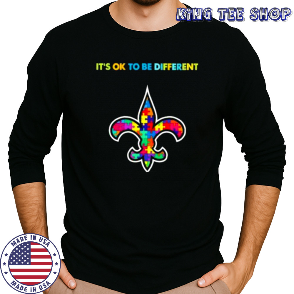 New Orleans Saints Autism awareness It’s ok to be different Shirt Long Sleeved