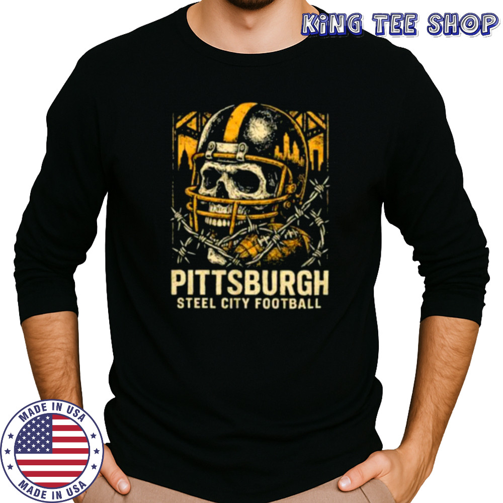 Pittsburgh Steel City Football skull crackin’ helmet Shirt Long Sleeved