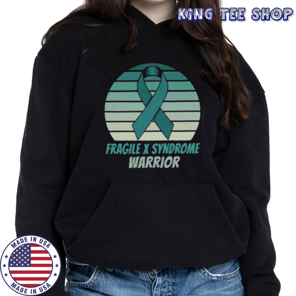 Vintage Fragile X Syndrome Warrior Teal Ribbon Fighter Pullover Shirt Hoodie