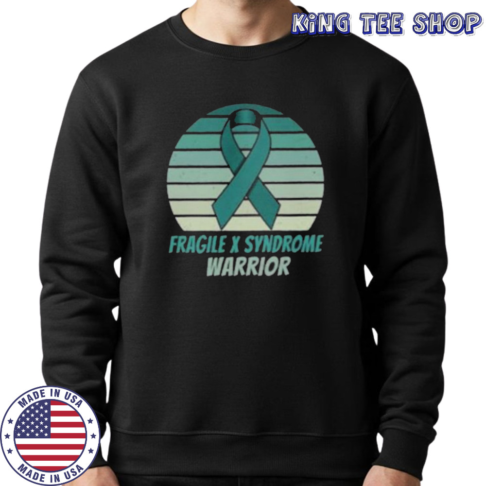 Vintage Fragile X Syndrome Warrior Teal Ribbon Fighter Pullover Shirt Sweatshirt