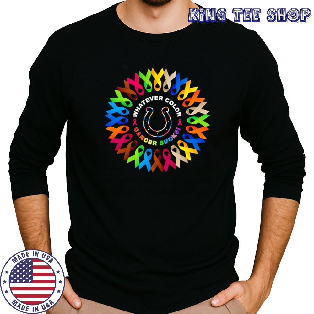 Whatever color cancer sucks Indianapolis Colts shirt Long Sleeved