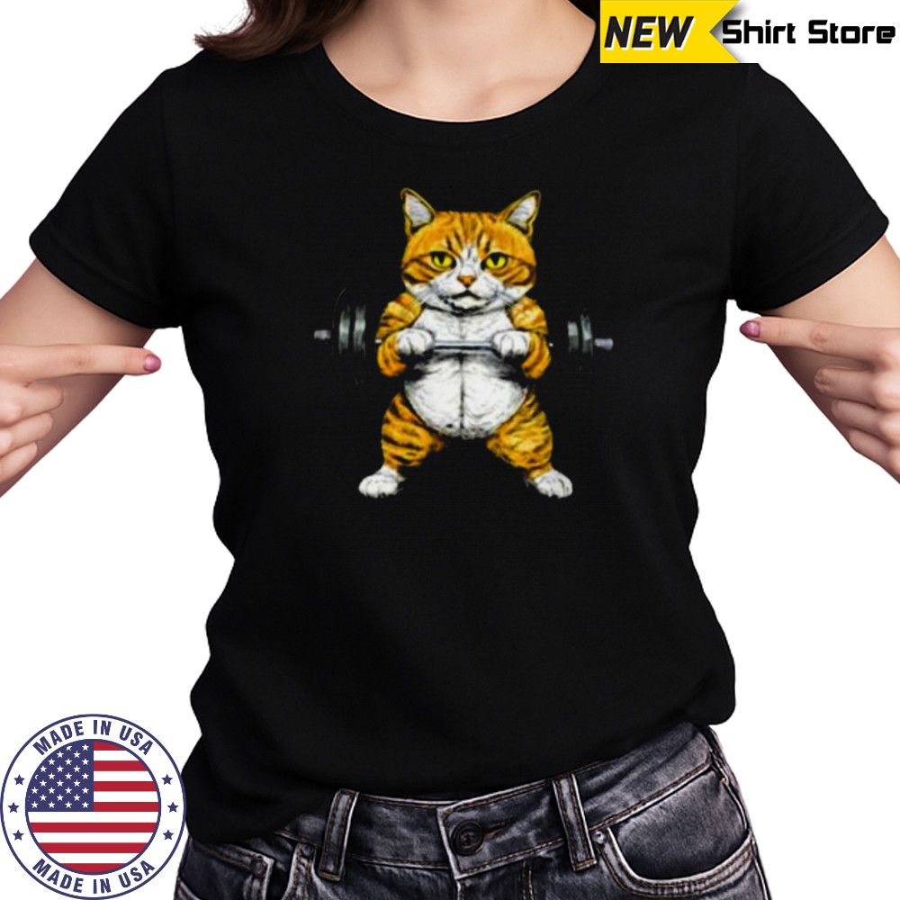 Womens Fitness Cat V Neck Shirt Women's T-shirt