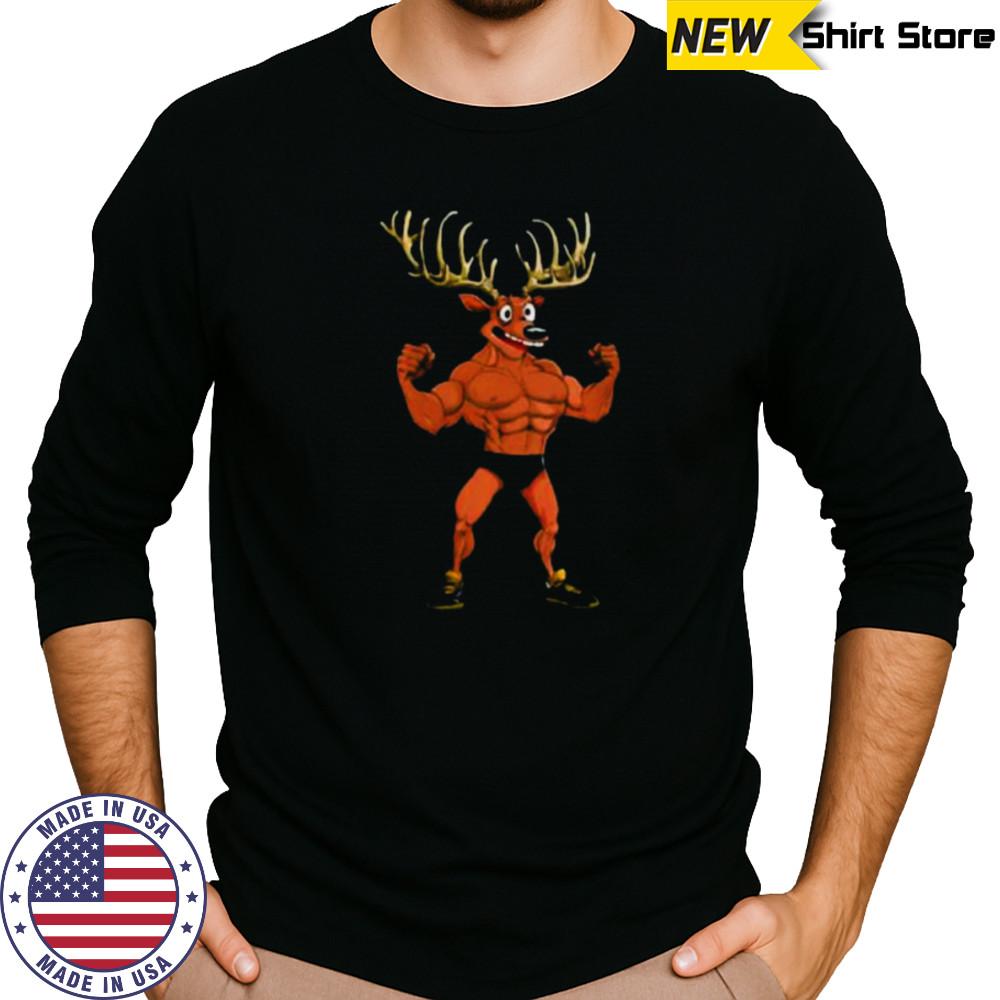 Womens Sport Animals Deer V Neck Shirt Long Sleeved