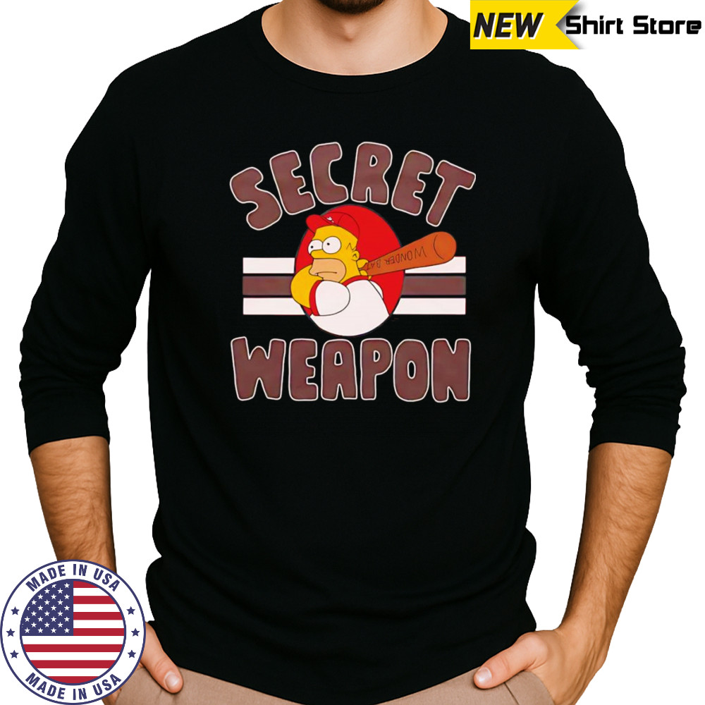 Homer Secret Weapon baseball cartoon shirt Long Sleeved