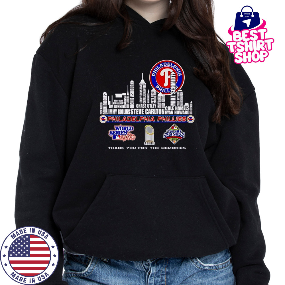 Skyline Name Philadelphia Phillies World Series Thank You For The Memories T-Shirt Hoodie