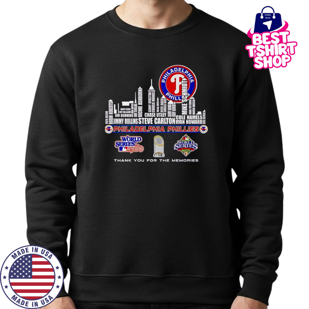 Skyline Name Philadelphia Phillies World Series Thank You For The Memories T-Shirt Sweatshirt