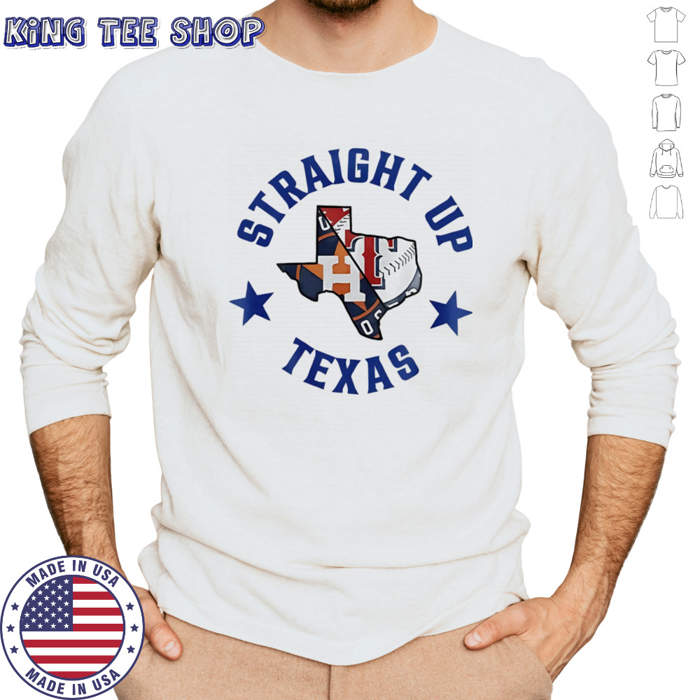 Straight up Texas Rangers and Houston Astros logo shirt Long Sleeved