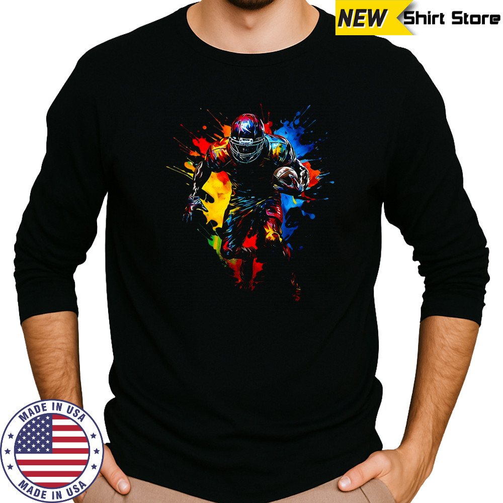 American Football Player Art Tee – Vintage Sports Fan Shirt Long Sleeved