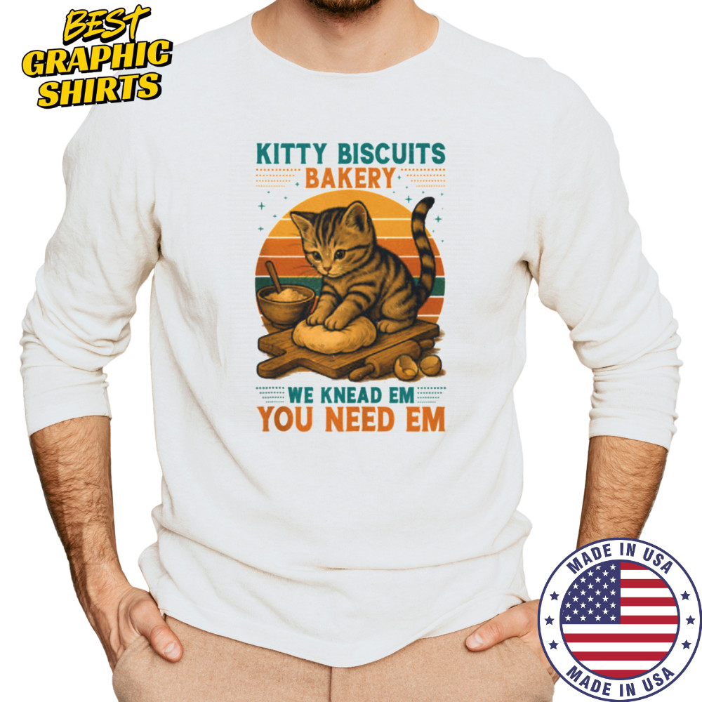 Kitty Biscuits Bakery Funny Cat Baking Gifts for Daughter Crazy Shirt Long Sleeved