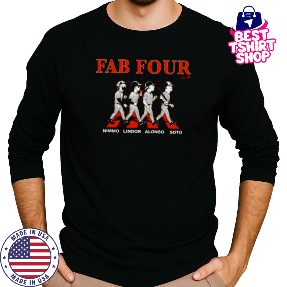 Lindor Soto Alonso & Nimmo Fab Four Album NY Baseball Shirt Long Sleeved