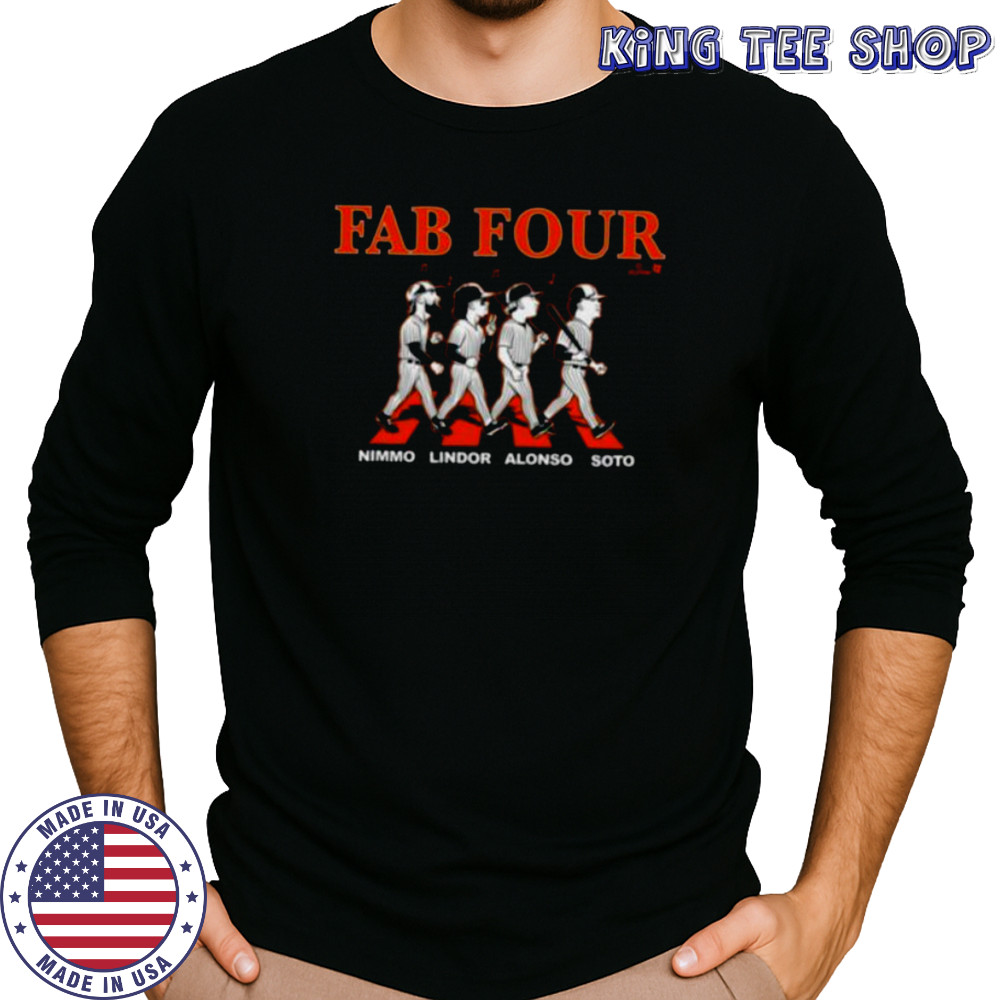 Lindor Soto Alonso & Nimmo Fab Four Album NY Baseball Shirt Long Sleeved