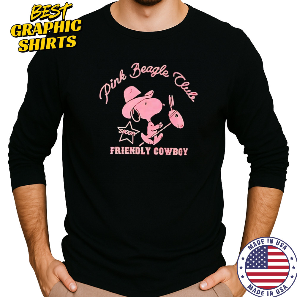 Pink Beagle club Snoopy Friendly cowboy shirt Long Sleeved