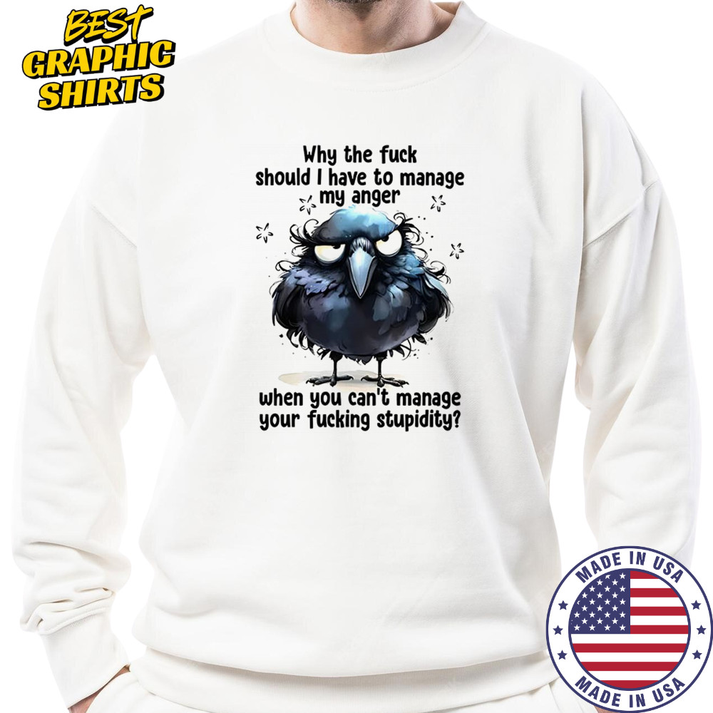 Raven why the fuck should I have to manage my anger fucking stupidity shirt Sweatshirt