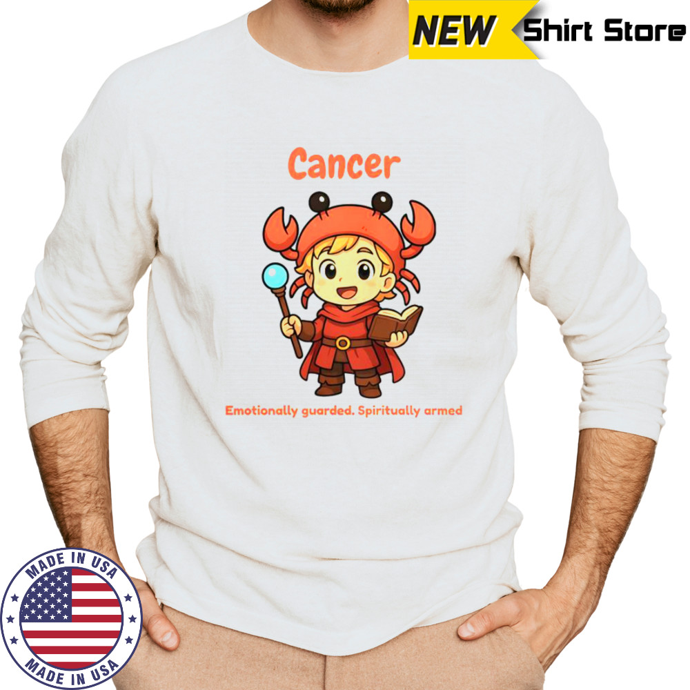 Cancer The Wizard Emotionally Guarded Spiritually Armed T-Shirt Long Sleeved