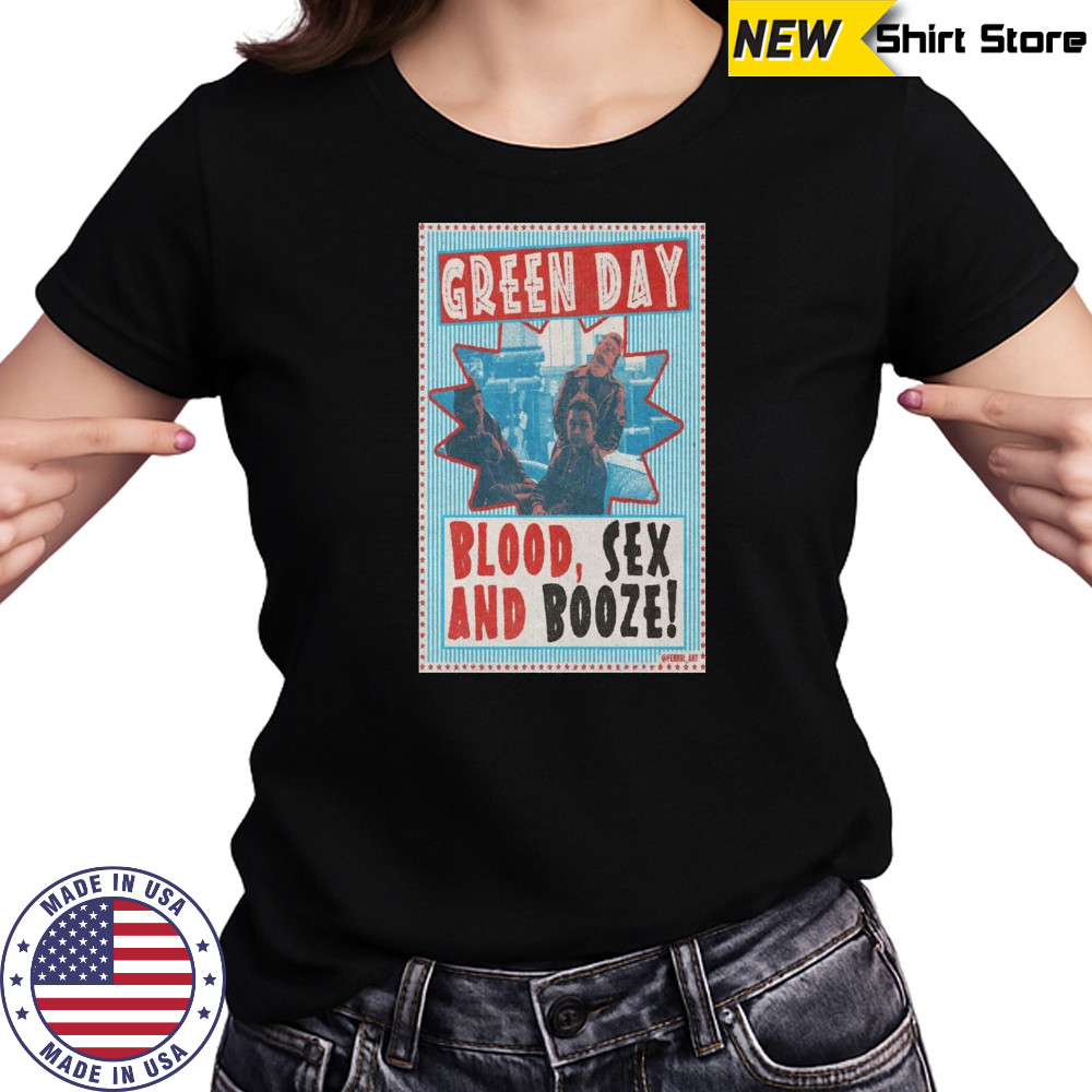 Green Day Blood And Poster Sex Booze 2025 Shirt Women's T-shirt