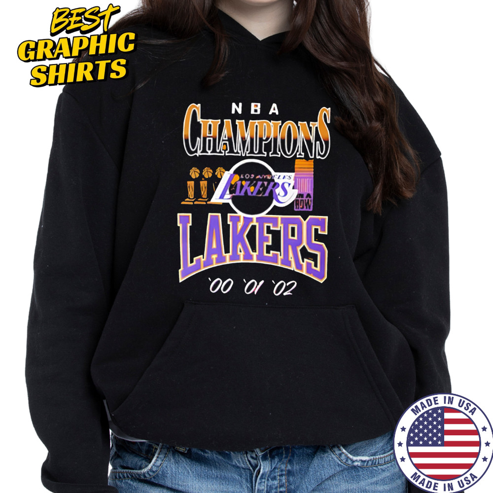 NBA Champions Los Angeles Lakers 00 01 02 shirt Hoodie
