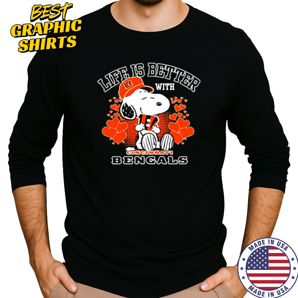 Snoopy Life Is Better With Cincinnati Bengals shirt Long Sleeved