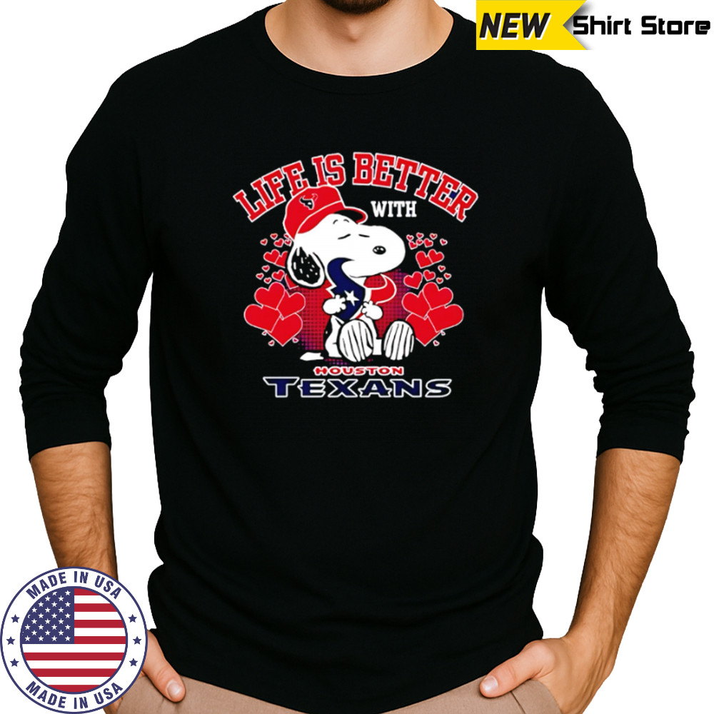 Snoopy Life Is Better With Houston Texans shirt Long Sleeved