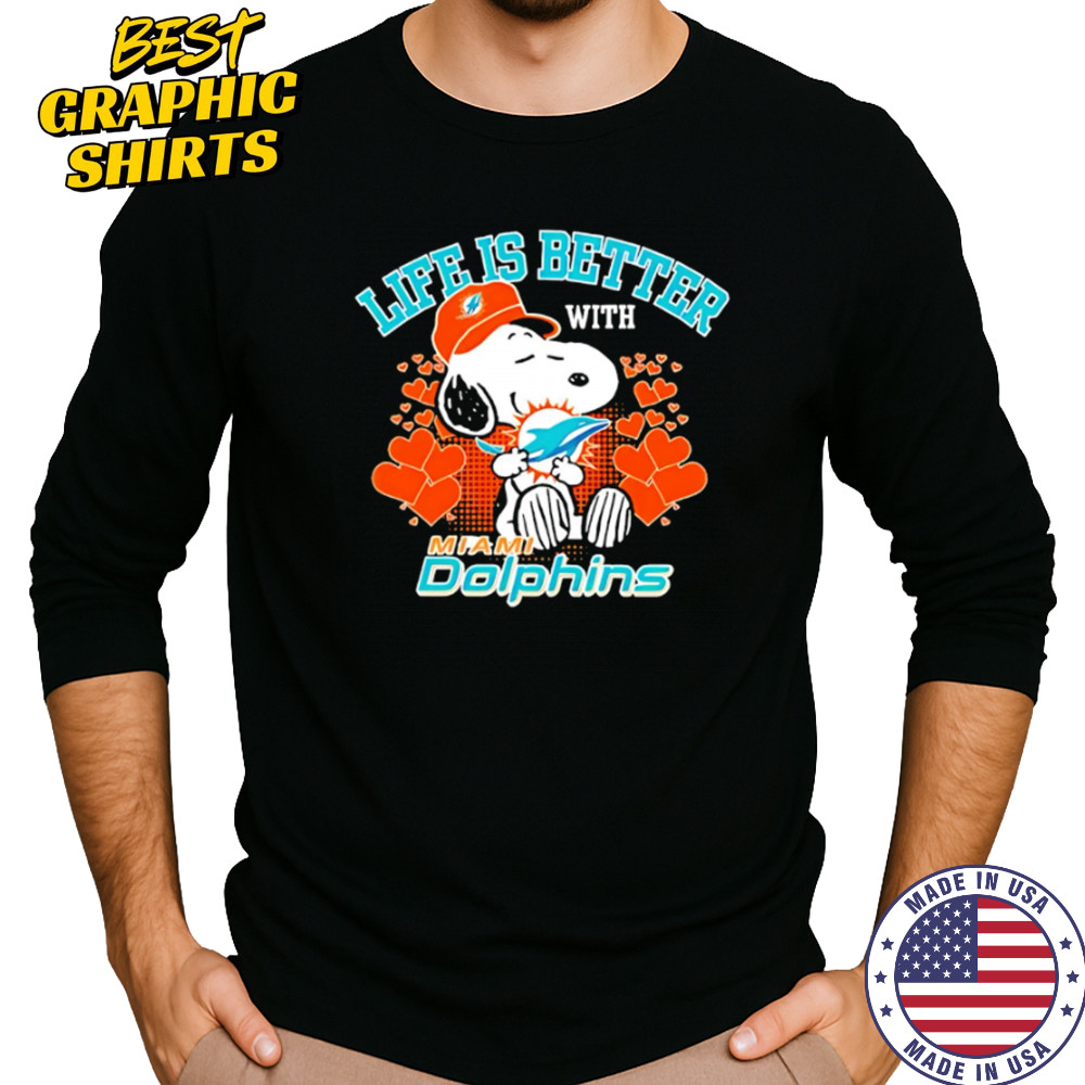 Snoopy Life Is Better With Miami Dolphins shirt Long Sleeved