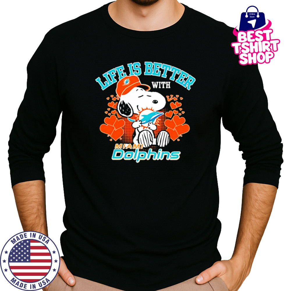 Snoopy Life Is Better With Miami Dolphins shirt Long Sleeved