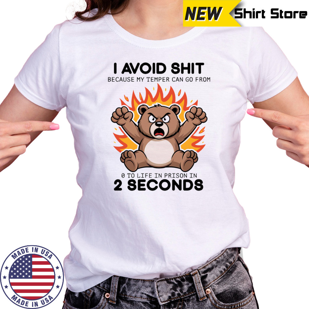 Bear angry I avoid shit because my temper can go from 0 to life in prison in 2 seconds shirt Women's T-shirt