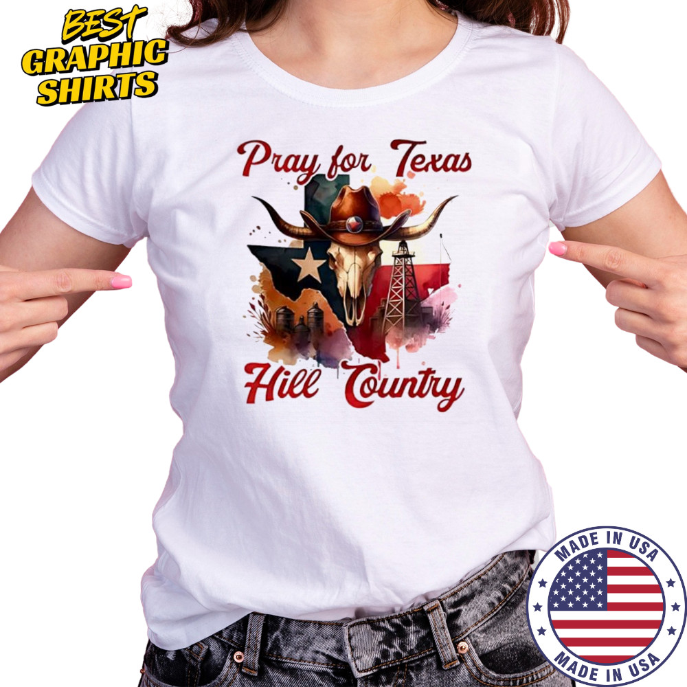 Pray for Texas hill country western skull shirt Women's T-shirt