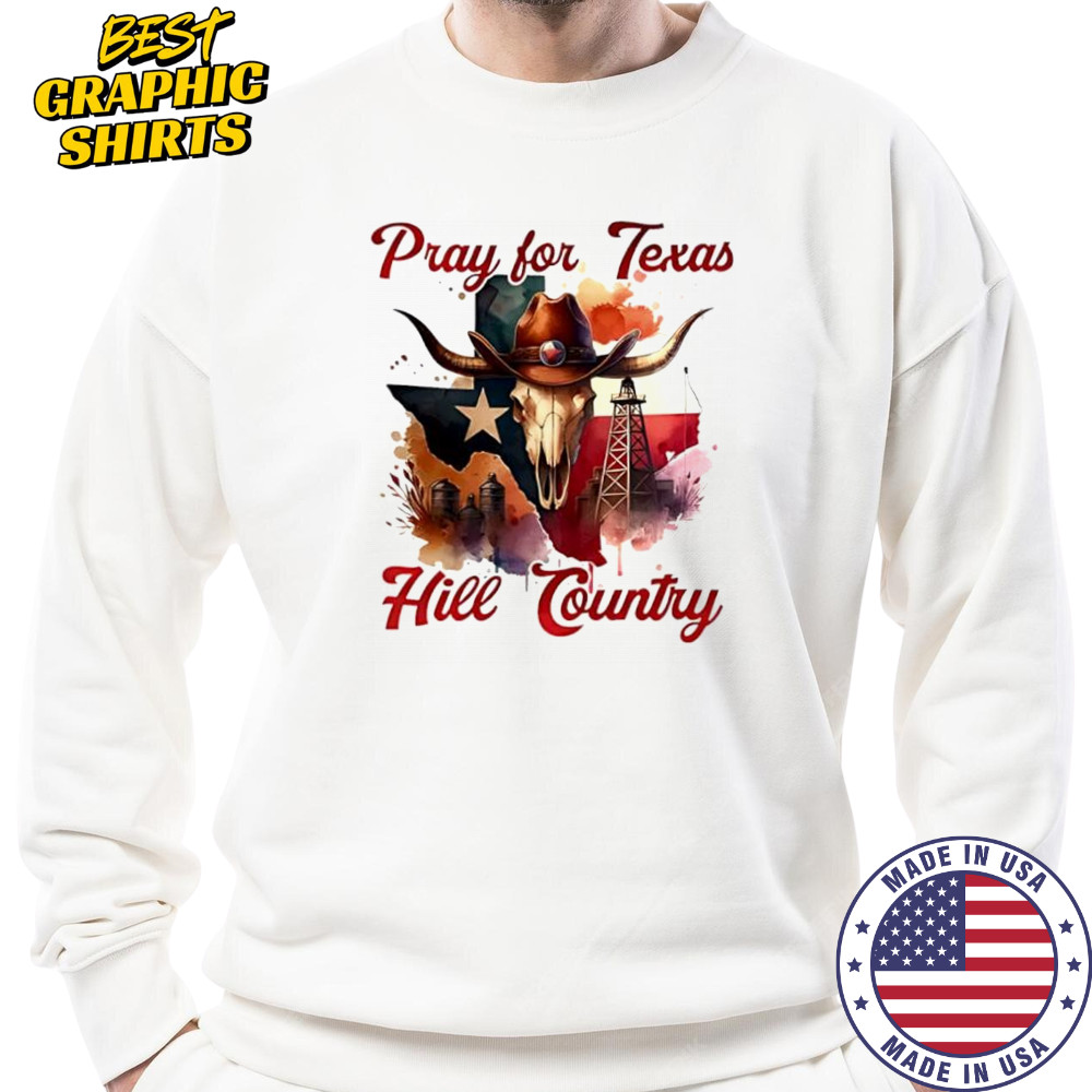 Pray for Texas hill country western skull shirt Sweatshirt