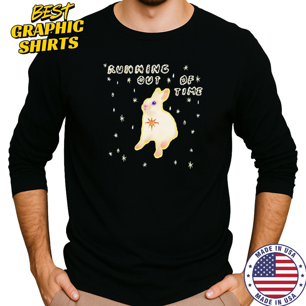 Rabbit running out of time shirt Long Sleeved