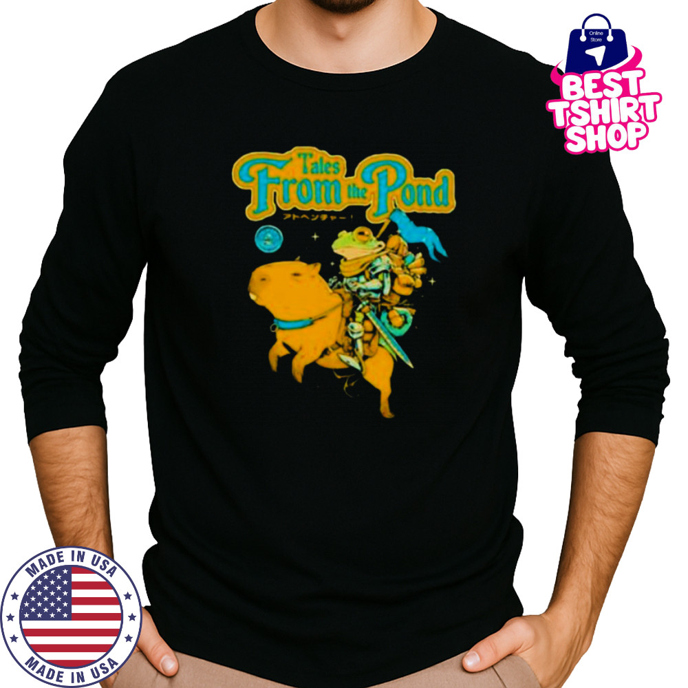 Tales from the Pond Frog riding Capybara shirt Long Sleeved