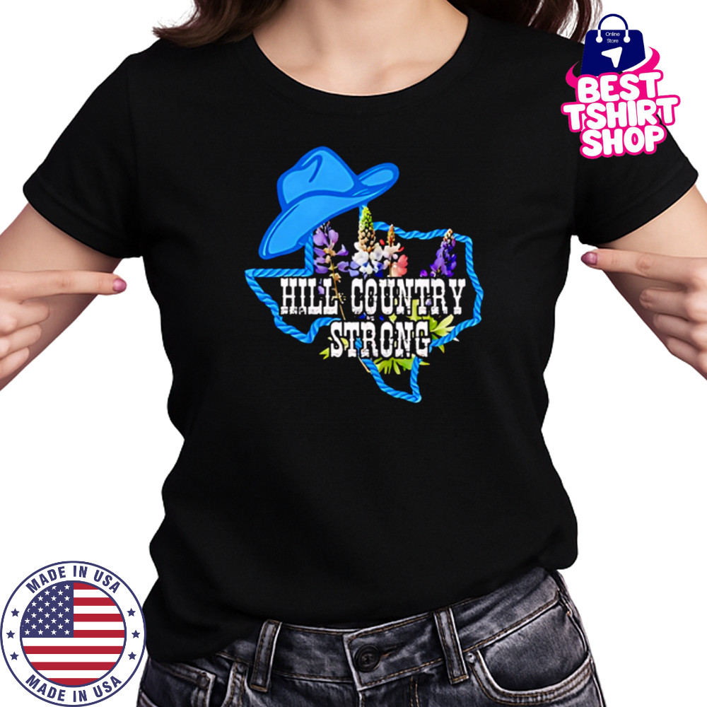 Texas Bluebonnet Hill Country Strong Cowboy Hat Western Rope Floral shirt Women's T-shirt