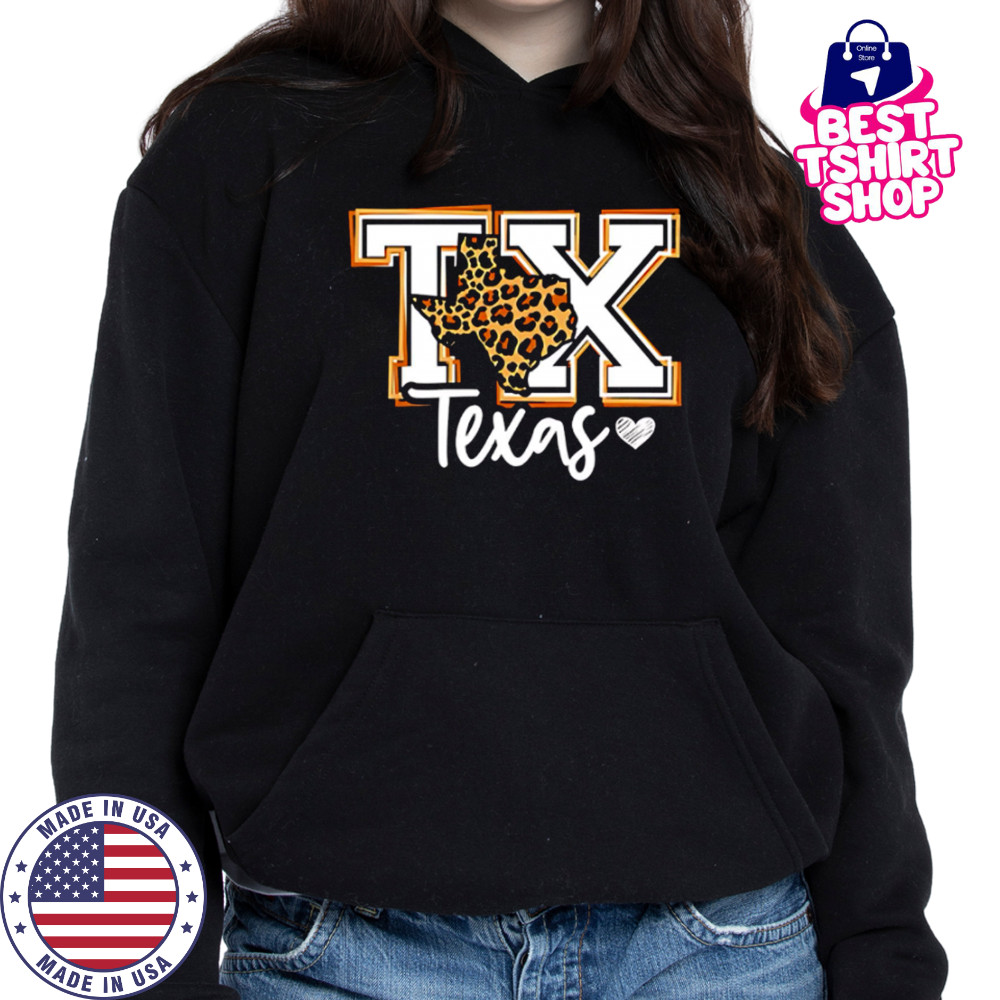Texas leopard print tx graphic western style shirt Hoodie