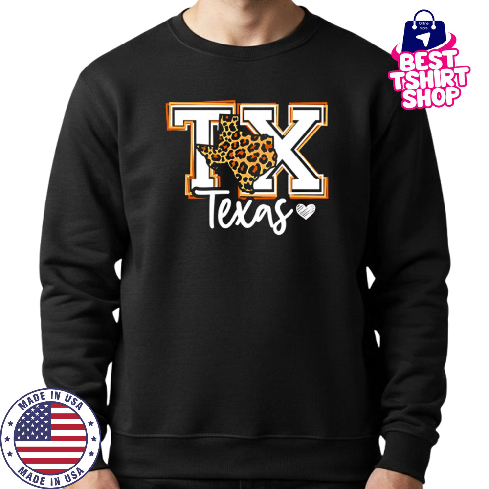 Texas leopard print tx graphic western style shirt Sweatshirt