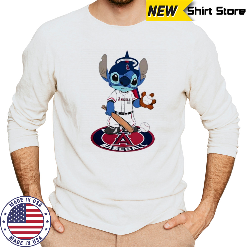Baby Stitch Player Los Angeles Angels Baseball shirt Long Sleeved
