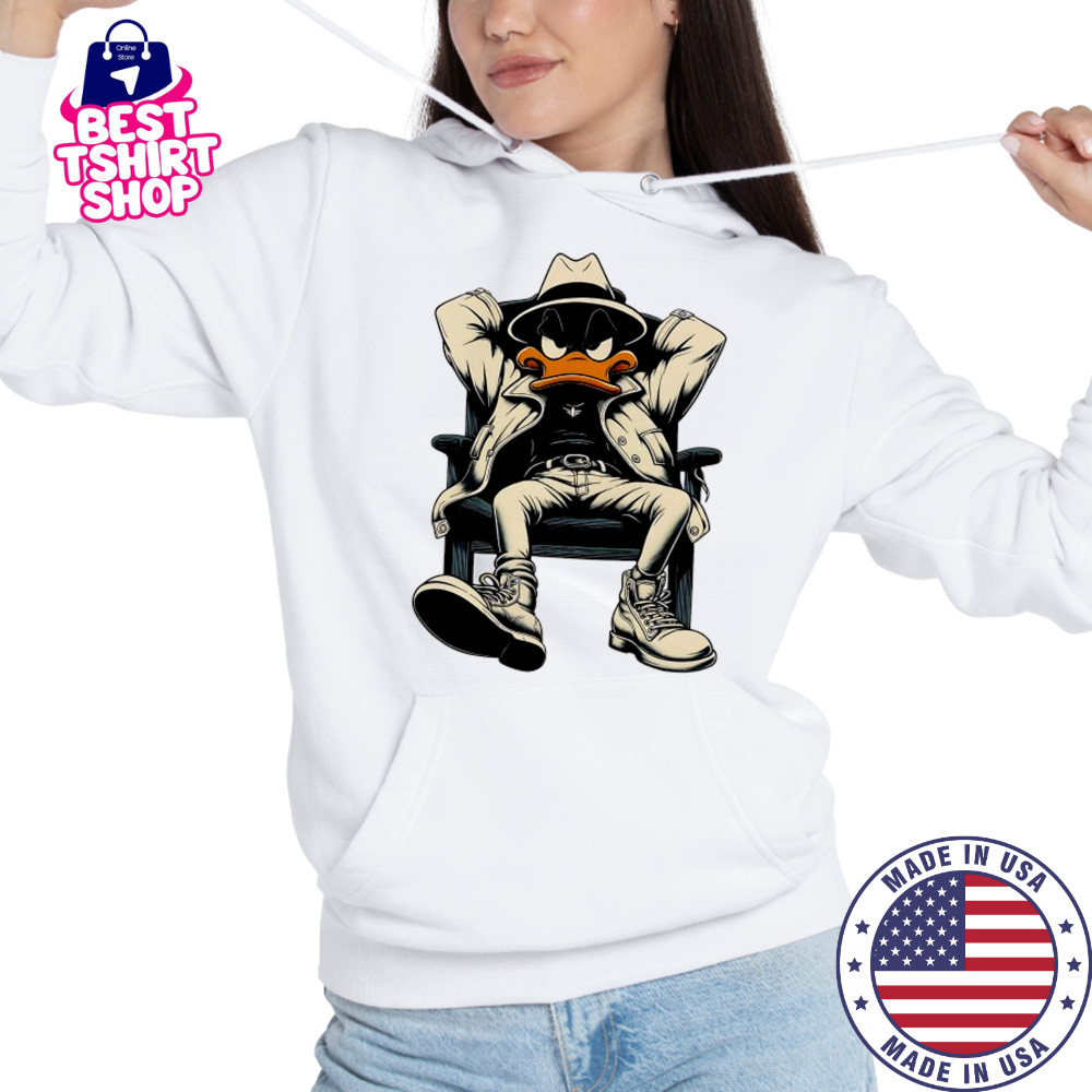 Gangster Duck on chair cartoon shirt Hoodie
