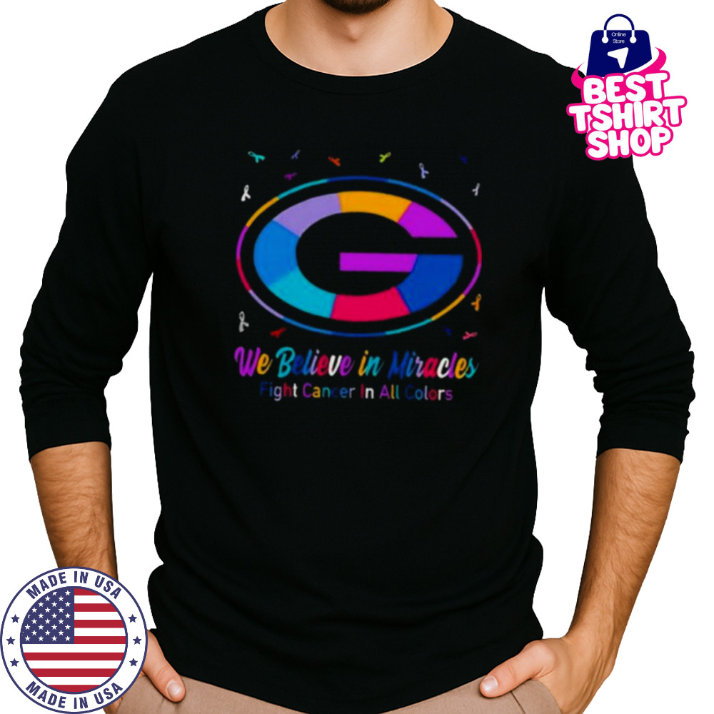 Green Bay Packers we believe in miracles fight cancer in all colors shirt Long Sleeved