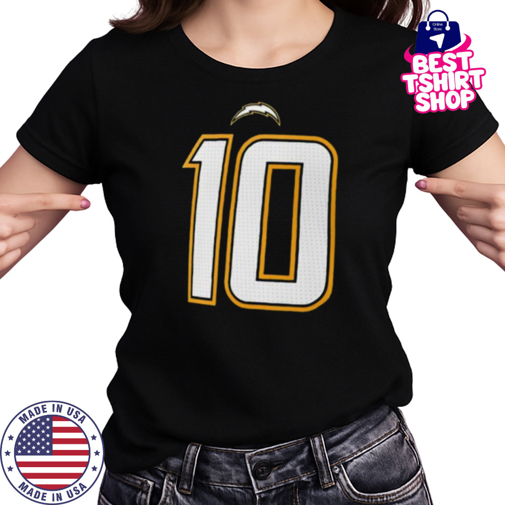 Justin Herbert 10 Los Angeles Chargers name and number 2 sided shirt Women's T-shirt