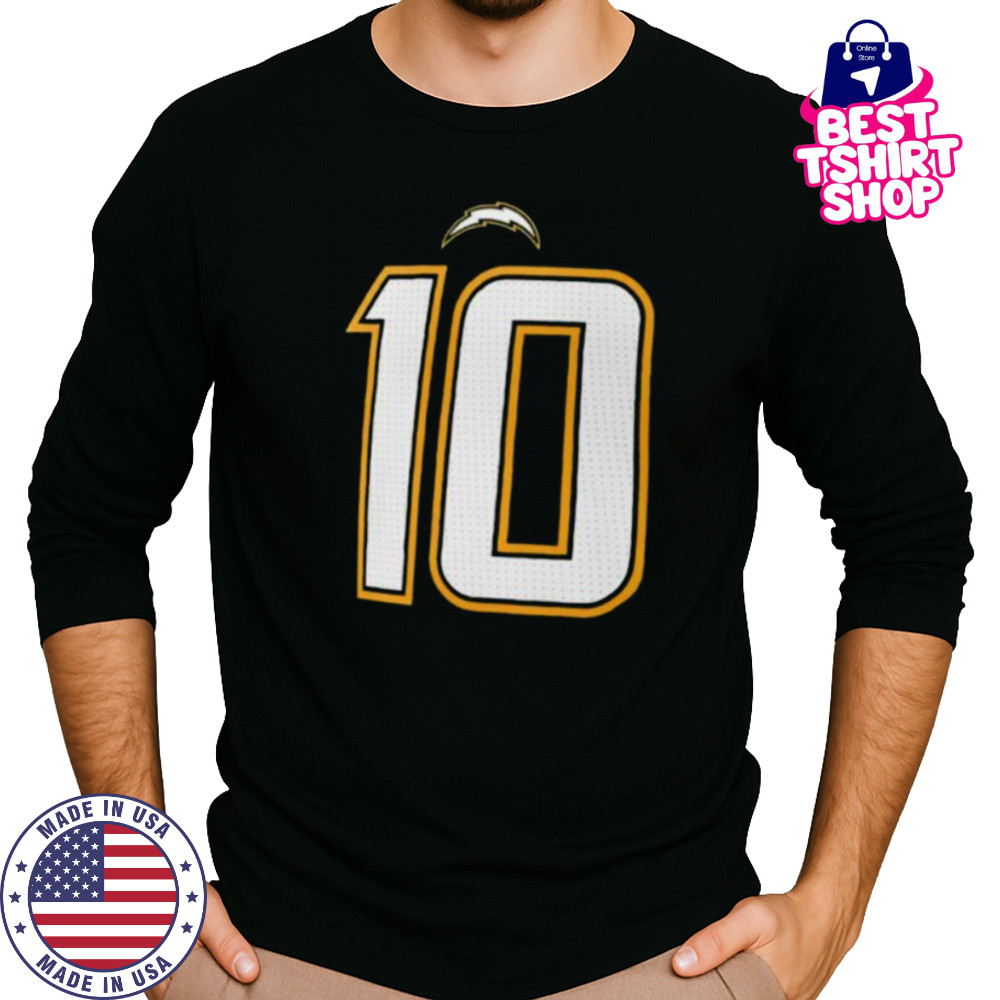 Justin Herbert 10 Los Angeles Chargers name and number 2 sided shirt Long Sleeved