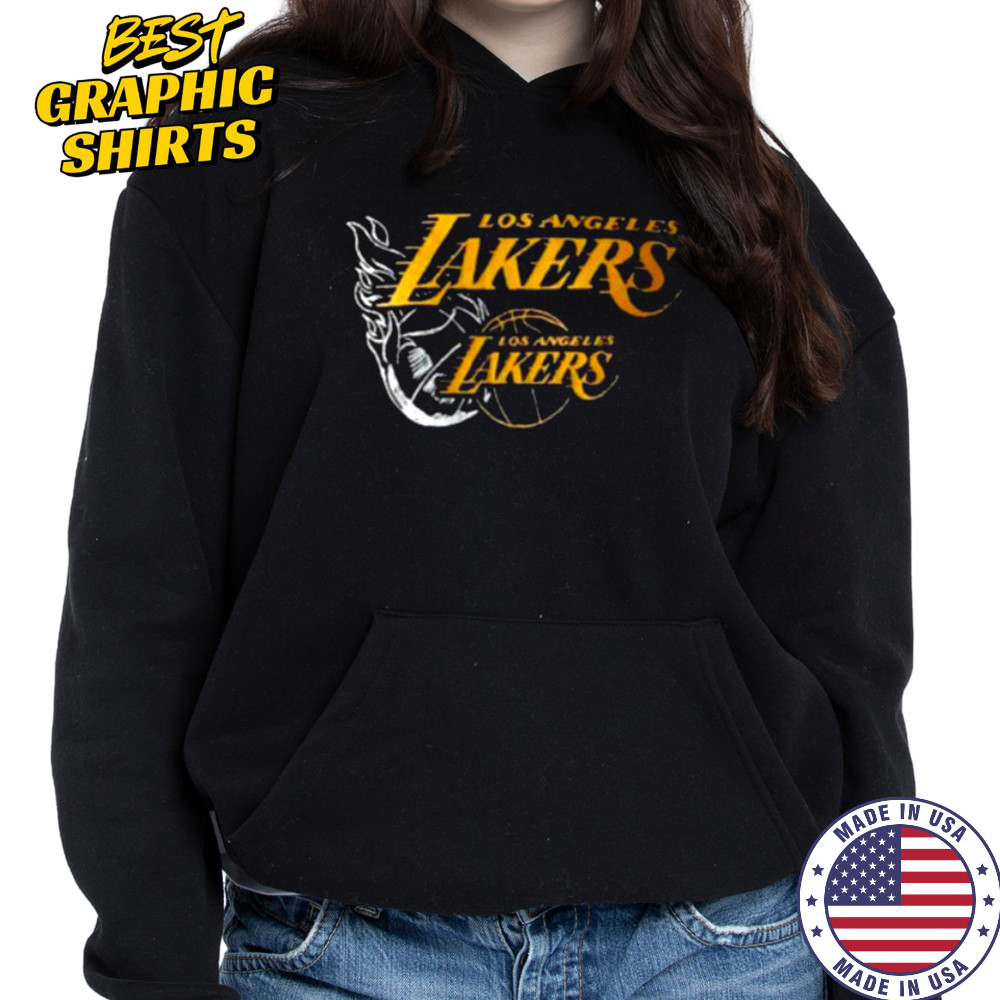 LA Lakers NBA Flame Graphic Black Shirt Hoodie