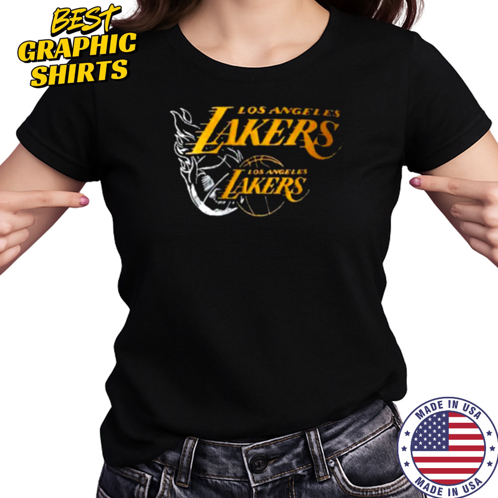 LA Lakers NBA Flame Graphic Black Shirt Women's T-shirt