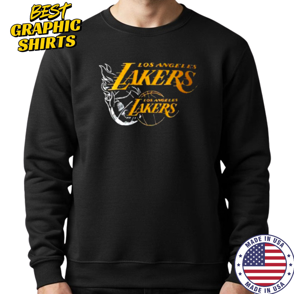 LA Lakers NBA Flame Graphic Black Shirt Sweatshirt