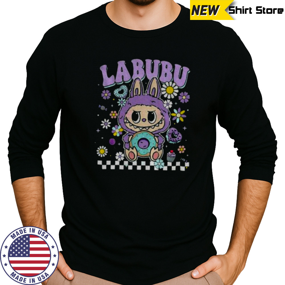 Labubu floral donut pastel cartoon character shirt Long Sleeved