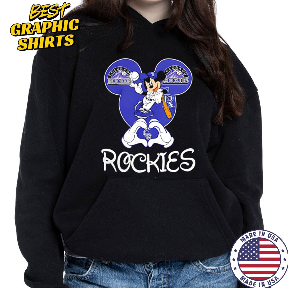 Mickey Colorado Rockies Baseball Logo Heart shirt Hoodie