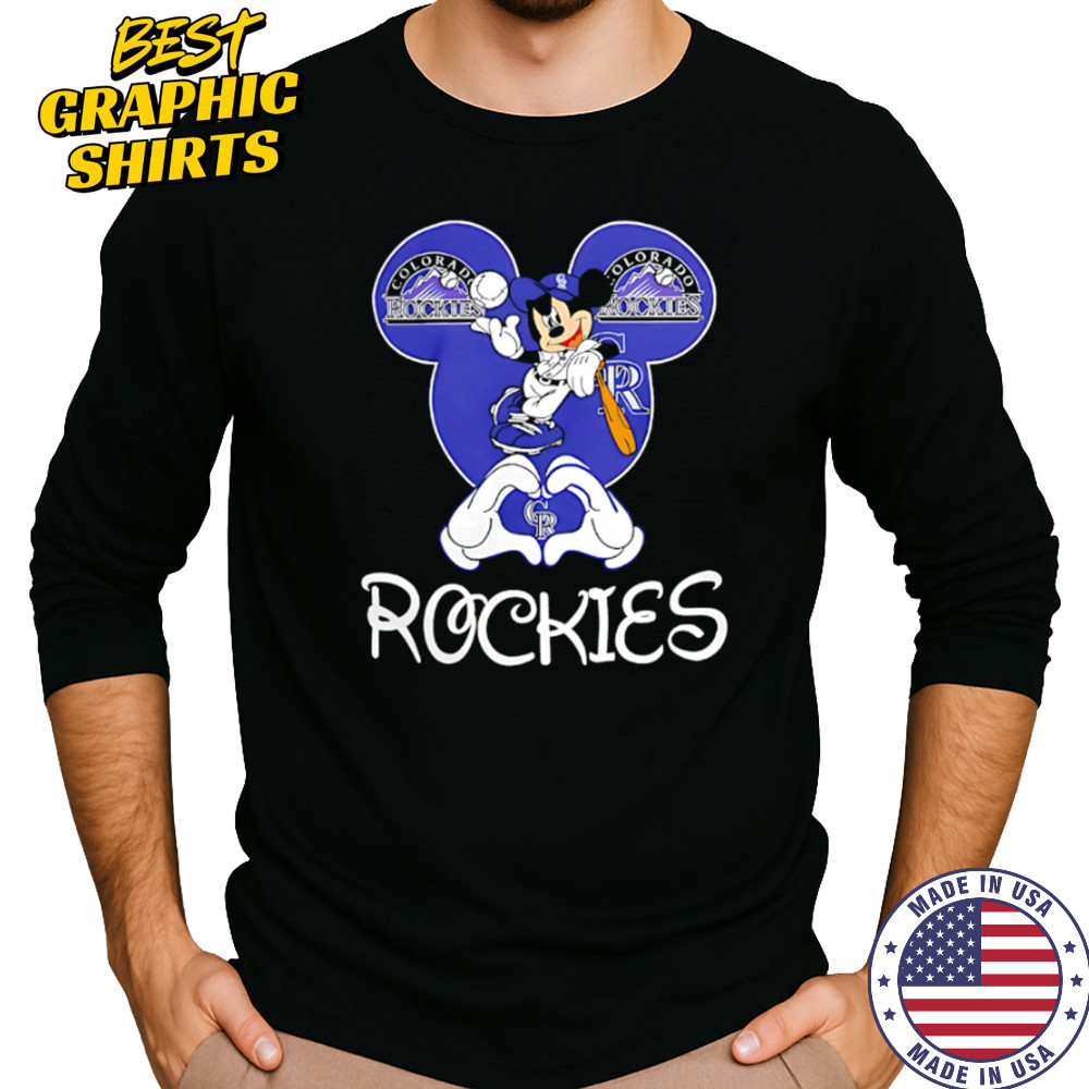 Mickey Colorado Rockies Baseball Logo Heart shirt Long Sleeved