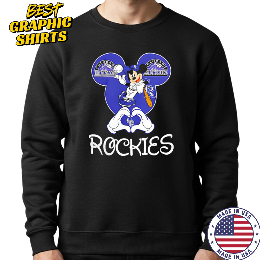 Mickey Colorado Rockies Baseball Logo Heart shirt Sweatshirt