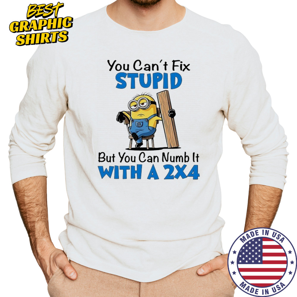 Minion you can’t fix stupid but you can numb it with a 2×4 shirt Long Sleeved