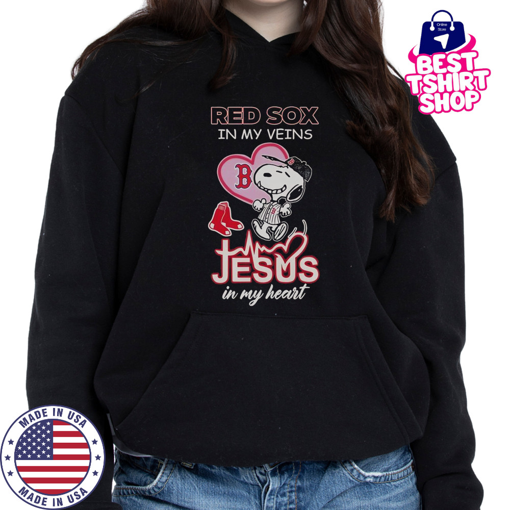 Snoopy Boston Red Sox In My Veins Jesus In My Heart T-Shirt Hoodie