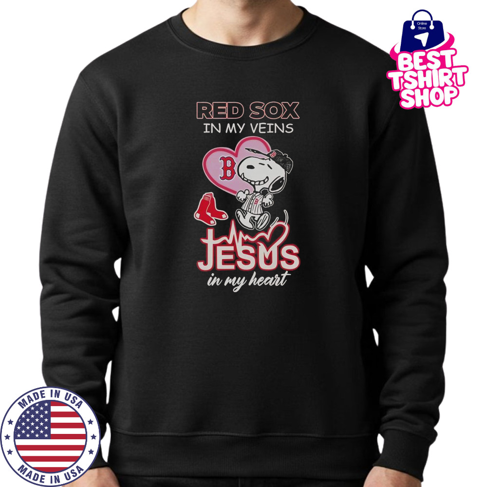 Snoopy Boston Red Sox In My Veins Jesus In My Heart T-Shirt Sweatshirt